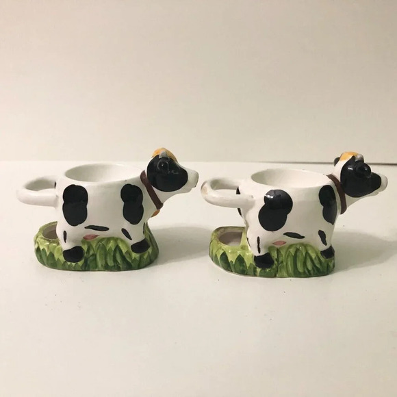 Vintage Cow Ceramic Egg  Cups With 1 Spoon - Picture 12 of 16
